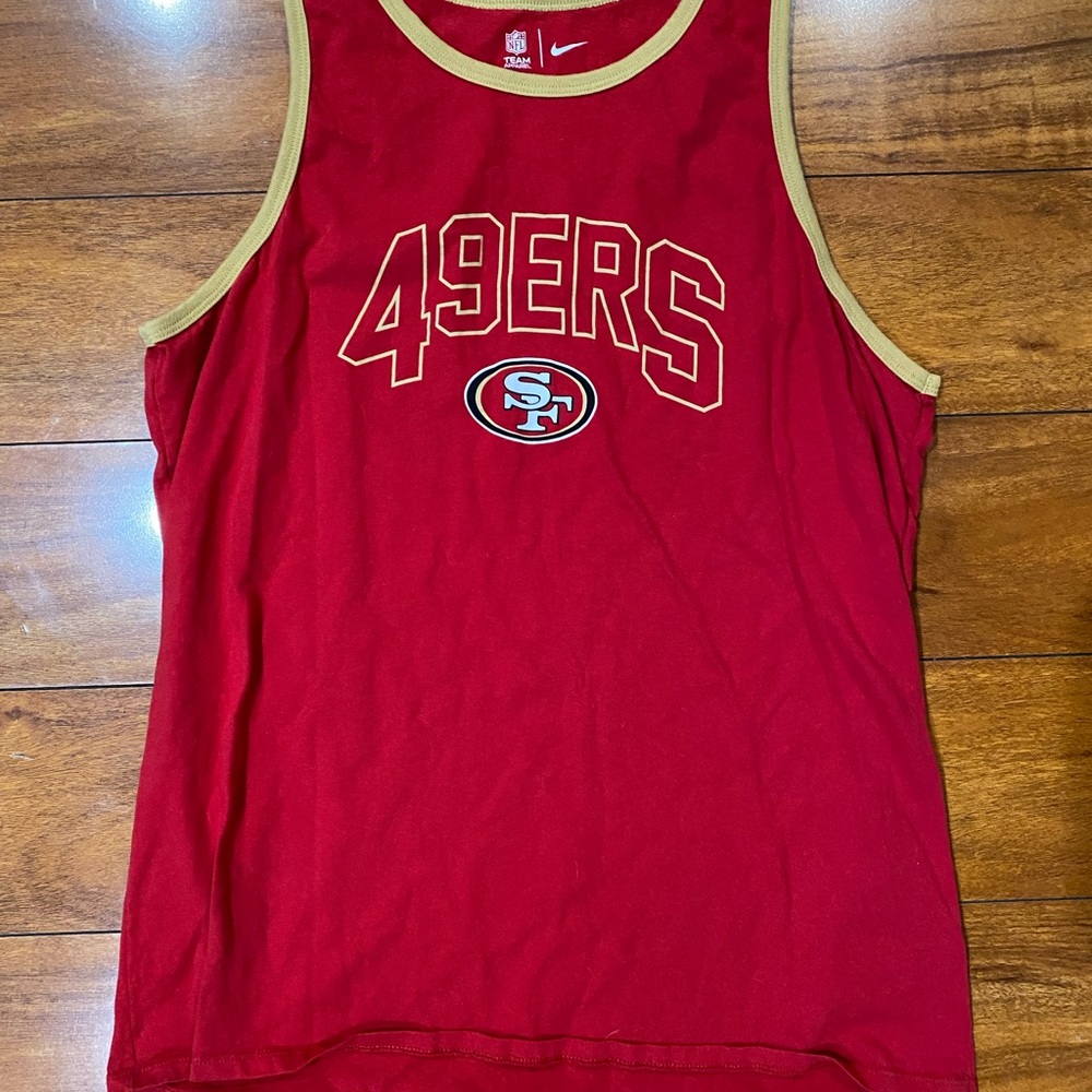 San Francisco 49ers Tank Top Mens Large Nike Swoosh Red NFL Football Red Shirt